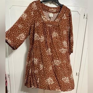 Knox Rose Brown Abstract Print Trapeze Dress
